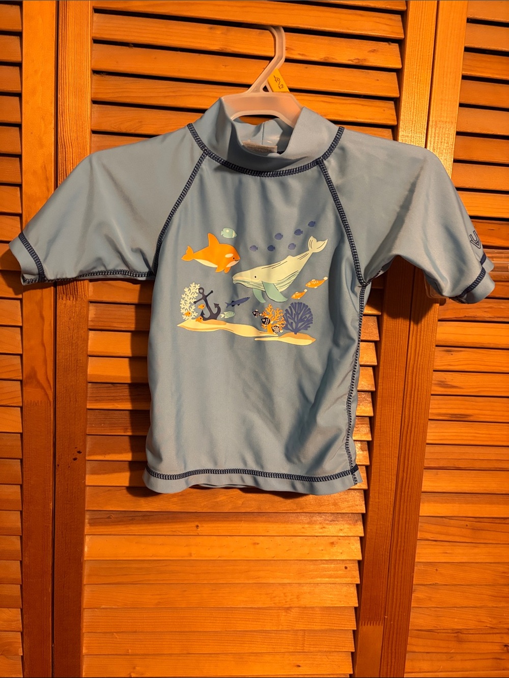 Kids Light Blue Swim Rashguard with Whale & Fish Graphic